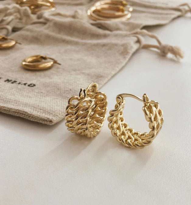 Minimalist Double Layer Geometric Hoop Earrings