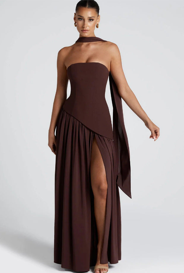 Irregular Tube Top Maxi Dress