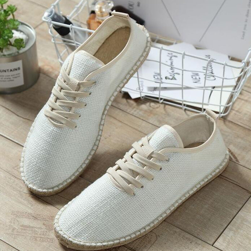 Men's White Breathable Slip-On Loafers Espadrilles