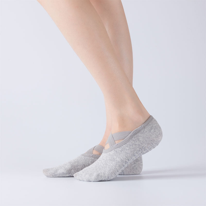 Fashionable Cross-Tie Yoga Socks for Indoor Use