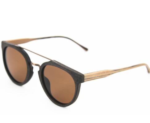 Wood Grain Polarized Sunglasses with Double Bridge