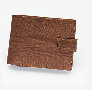Men's Genuine Leather Short Wallet with Crocodile Texture