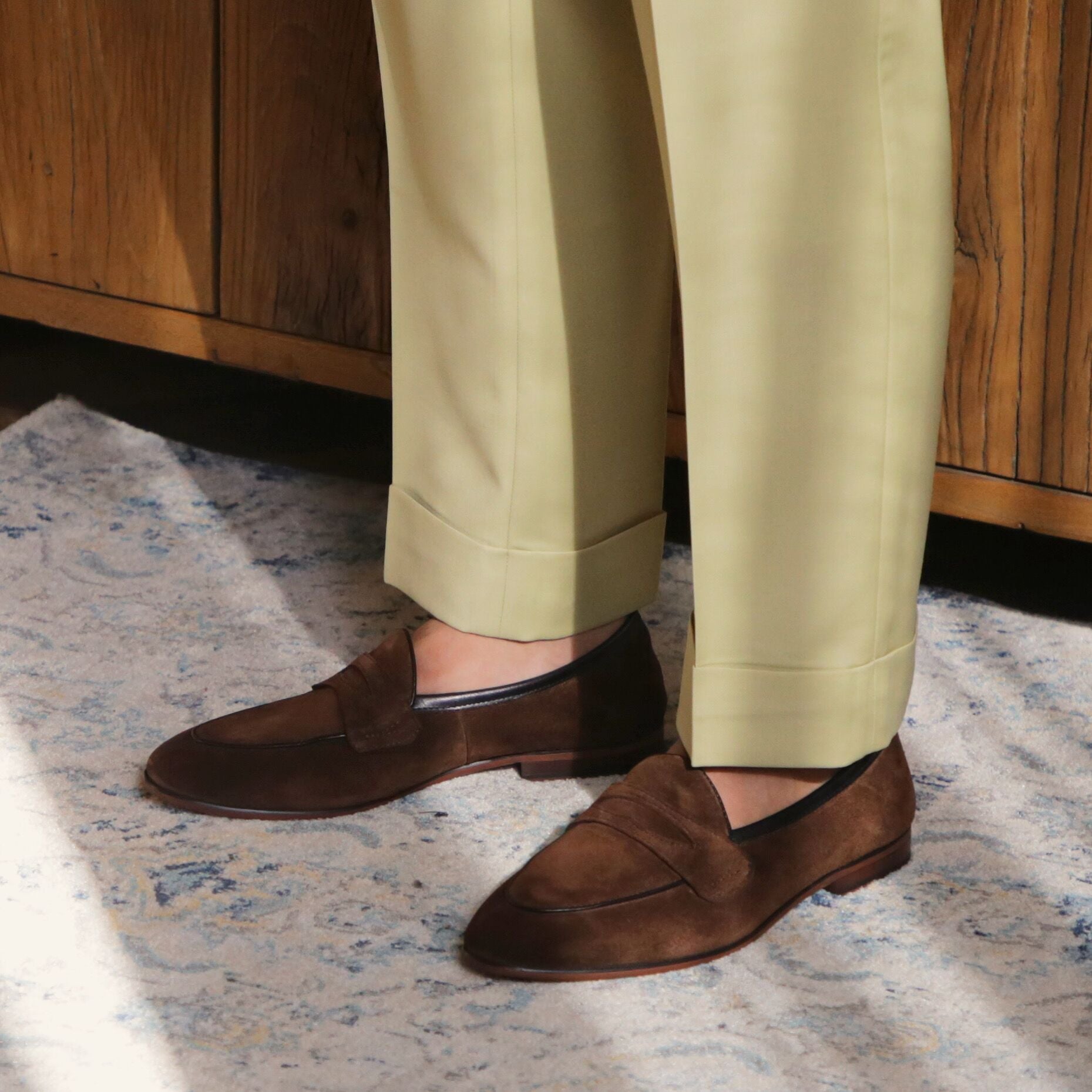 British Style Suede Men's Shoes with Square Toe