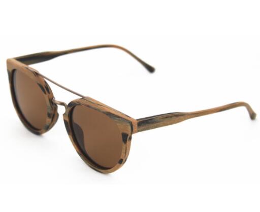 Wood Grain Polarized Sunglasses with Double Bridge