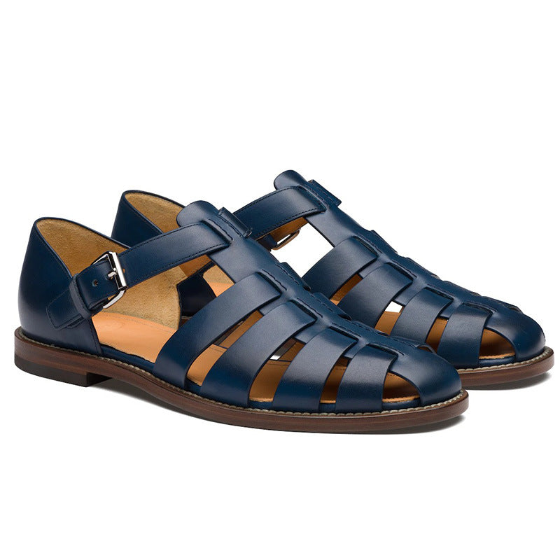 Colorblock Men's Sandal with Stitched Faux Leather