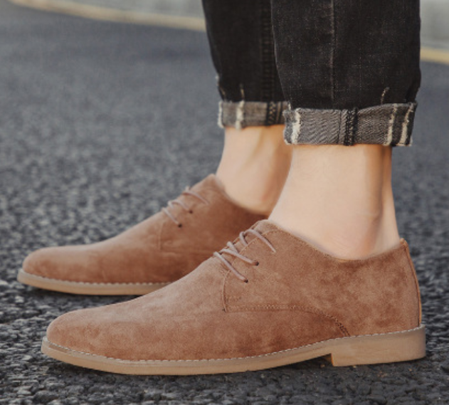 Vintage Brown PU Suede Lace-Up Cowboy Boots for Men