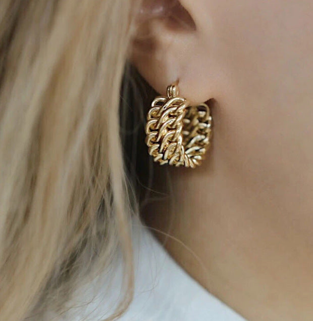 Minimalist Double Layer Geometric Hoop Earrings