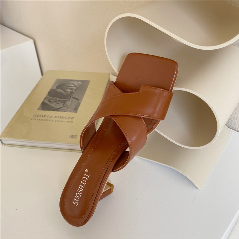 Women's Stiletto Toe Cross Beach Loafer Sandals