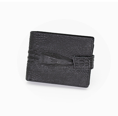 Men's Genuine Leather Short Wallet with Crocodile Texture