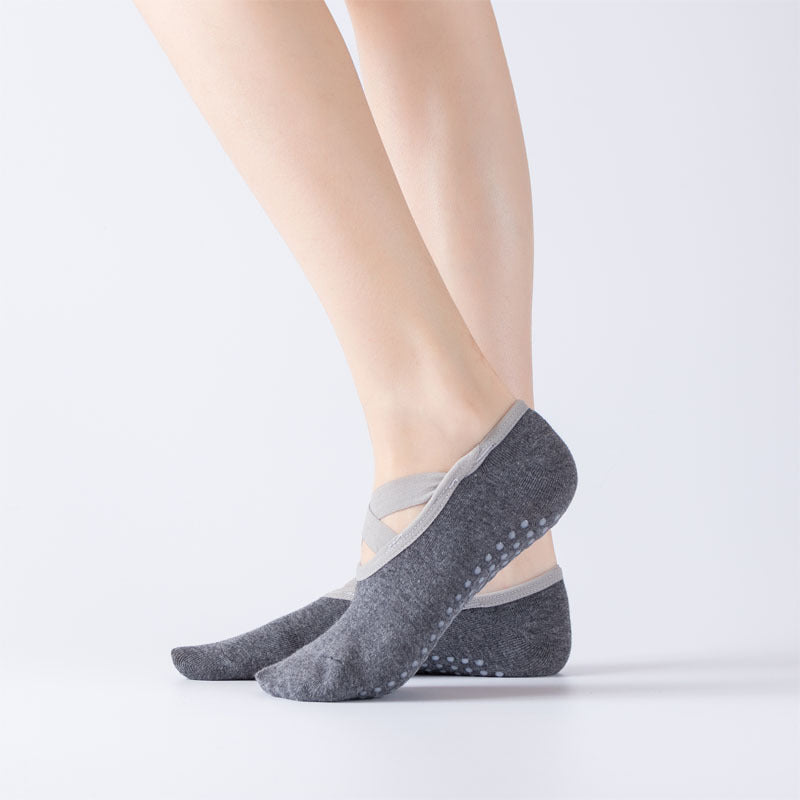 Fashionable Cross-Tie Yoga Socks for Indoor Use