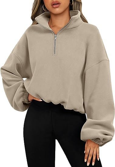 Women's Half-Zip Stand Collar Polar Fleece Sweater