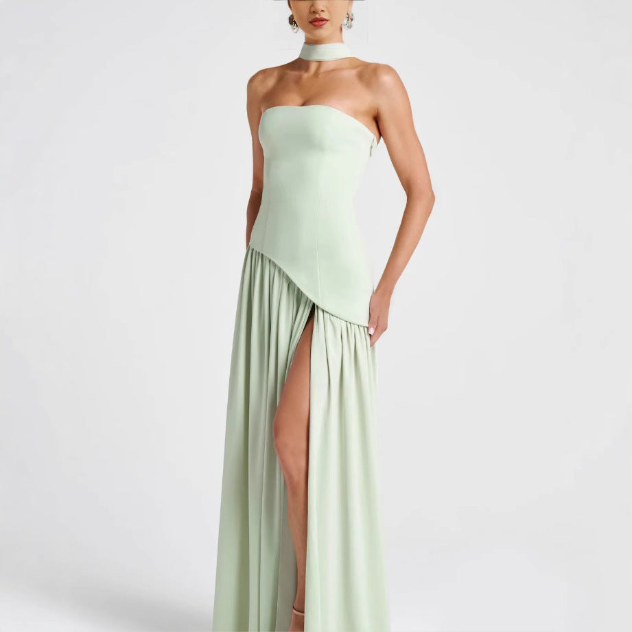 Irregular Tube Top Maxi Dress