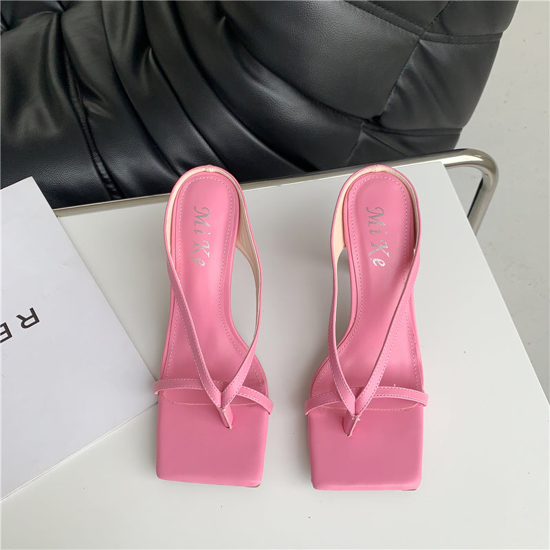 Women's Square Toe Stiletto Flip-Flops Sandals