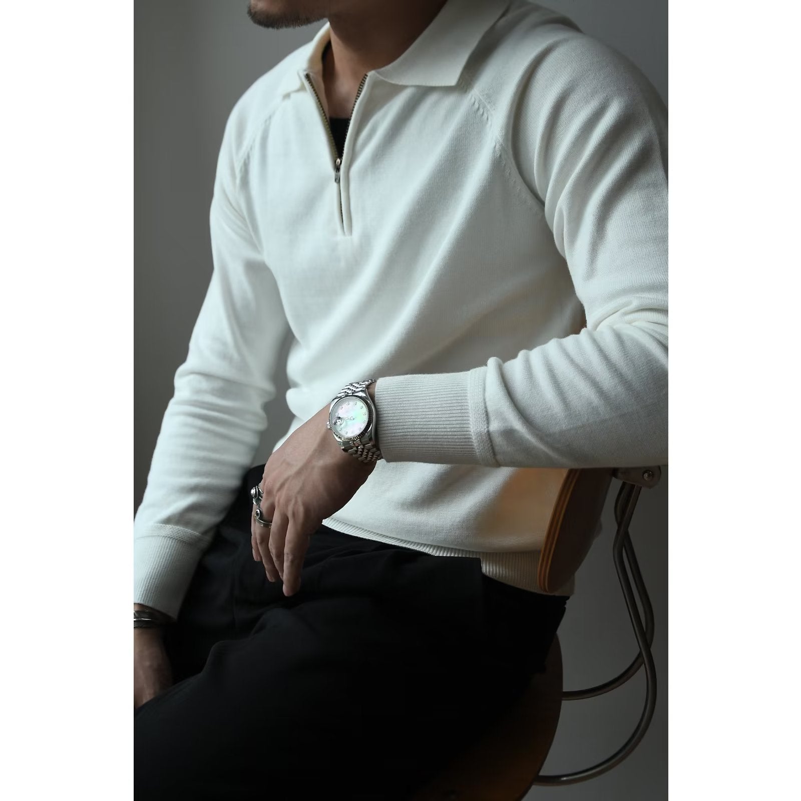 Men's Half Zipper Knitted Polo Shirt