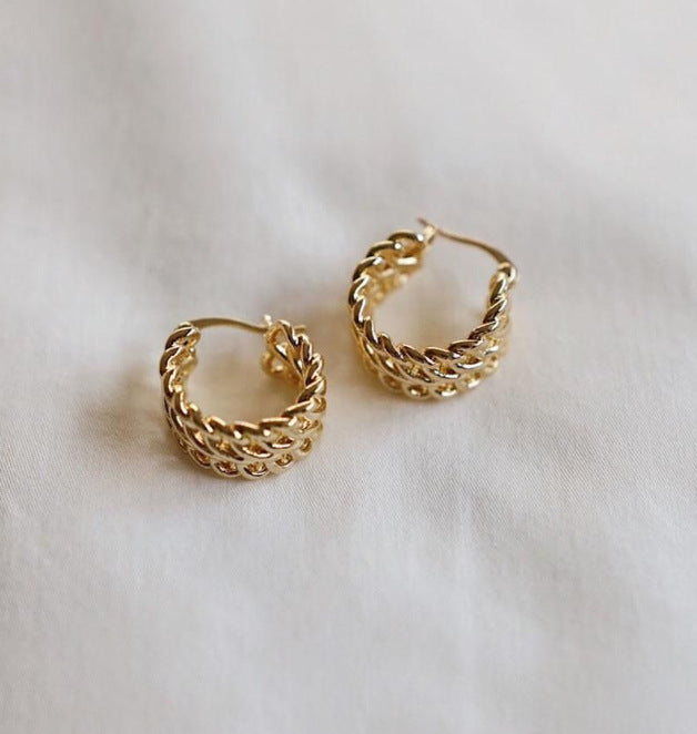 Minimalist Double Layer Geometric Hoop Earrings