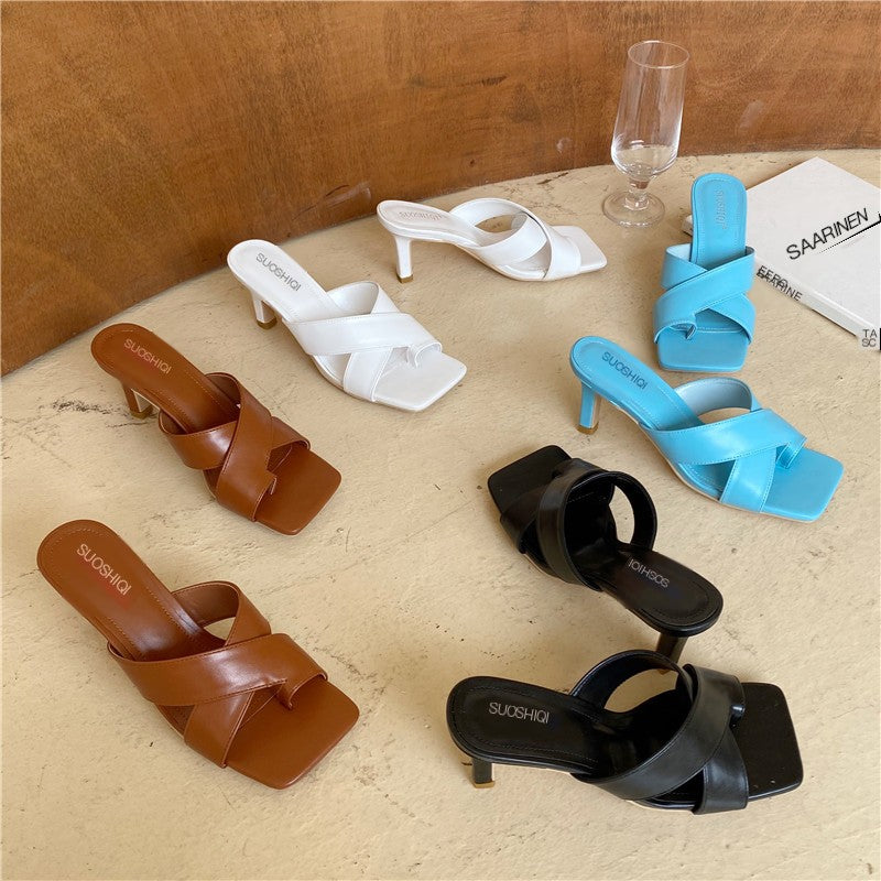 Women's Stiletto Toe Cross Beach Loafer Sandals