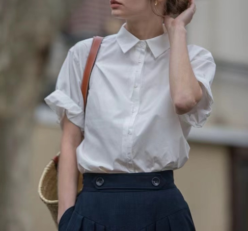 Casual Cotton Linen Short Sleeve Women's Shirt