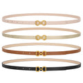 KASBAH 4 Pack Skinny Women Belts for Dresses Jeans Ladies Thin Leather Waist Belt with Gold Buckle 0.47" Width