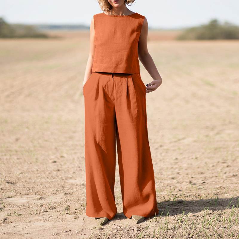 2023 Vintage Cotton-Linen Plus Size Women's Set