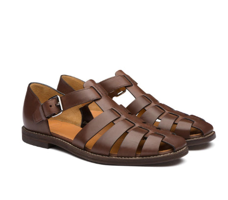 Colorblock Men's Sandal with Stitched Faux Leather