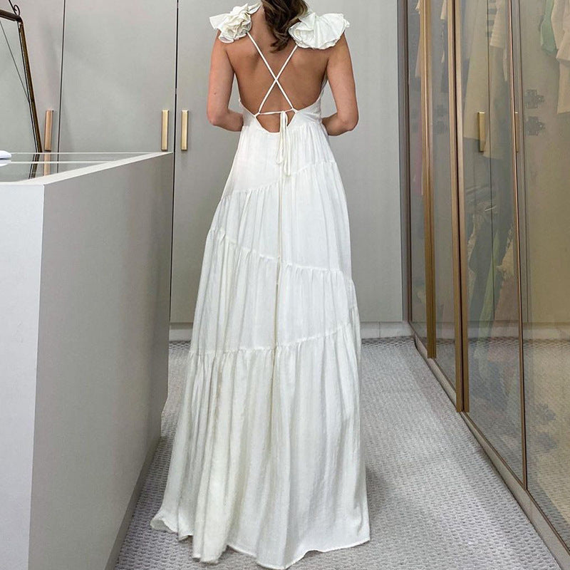 2023 Summer European Style Backless V-Neck Dress