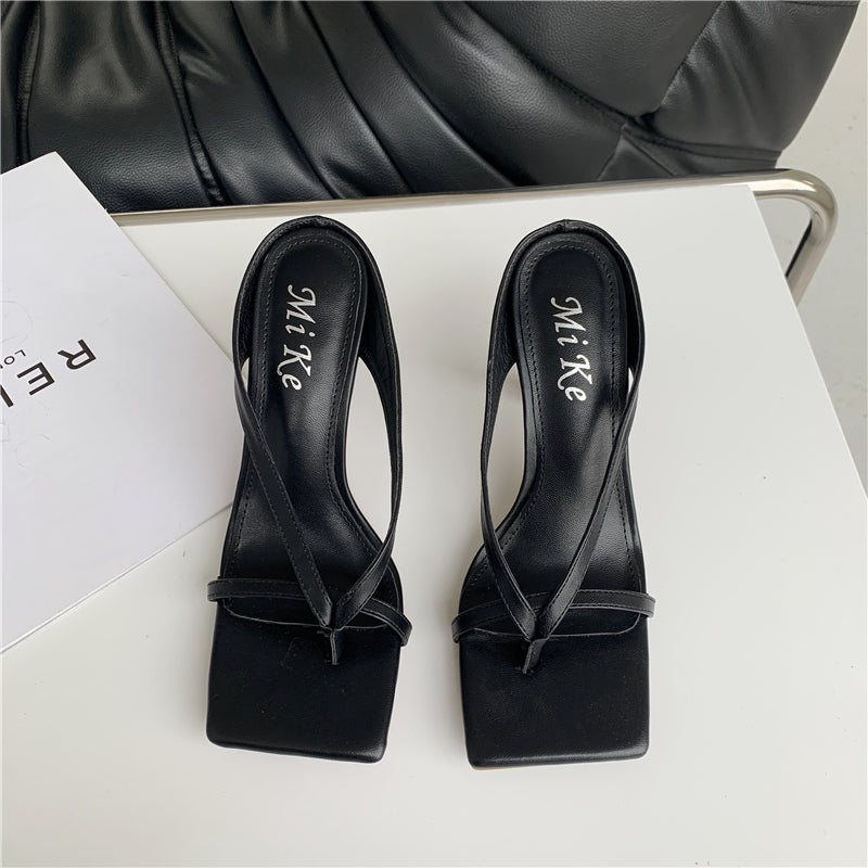 Women's Square Toe Stiletto Flip-Flops Sandals
