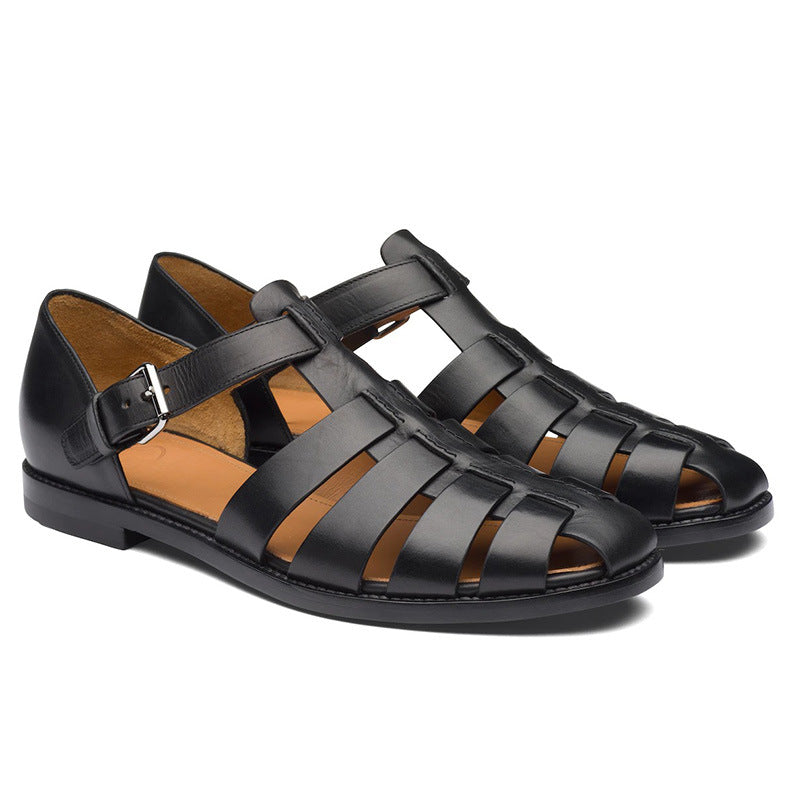 Colorblock Men's Sandal with Stitched Faux Leather