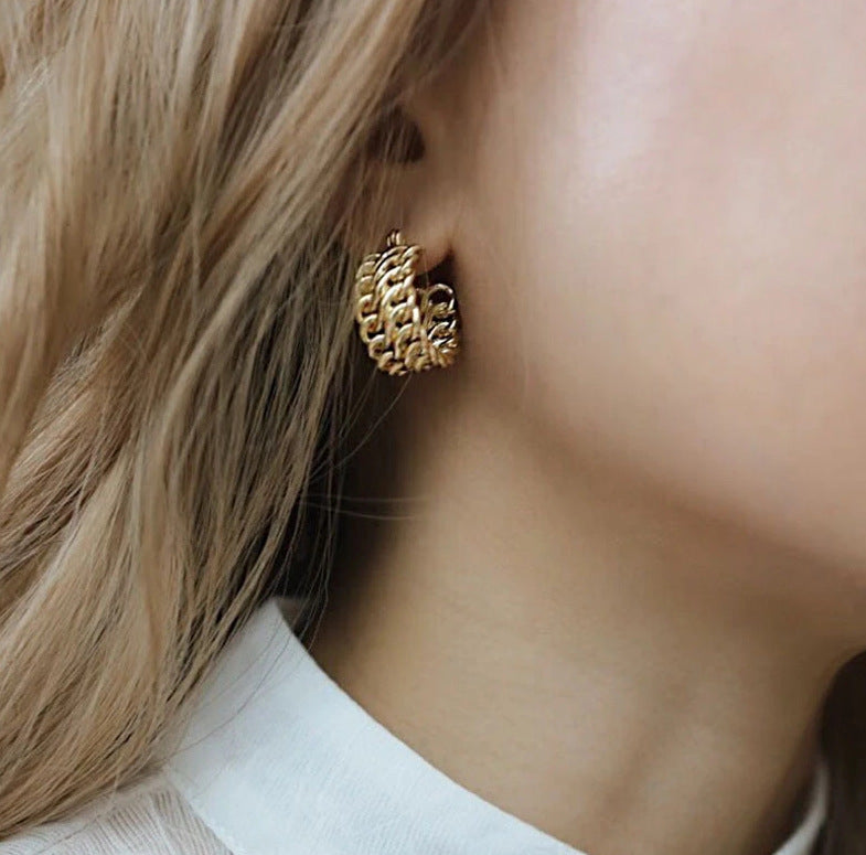 Minimalist Double Layer Geometric Hoop Earrings