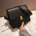 Minimalist Lock Closure Small Square Shoulder Bag