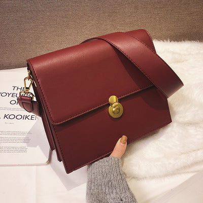 Minimalist Lock Closure Small Square Shoulder Bag