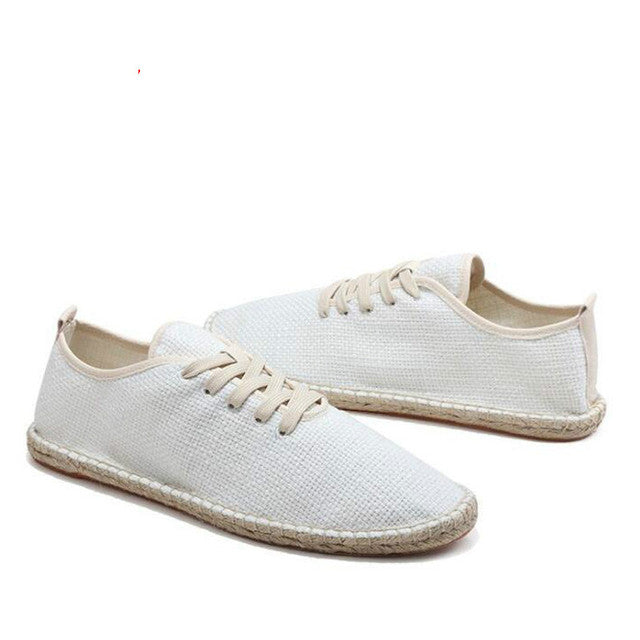 Men's White Breathable Slip-On Loafers Espadrilles