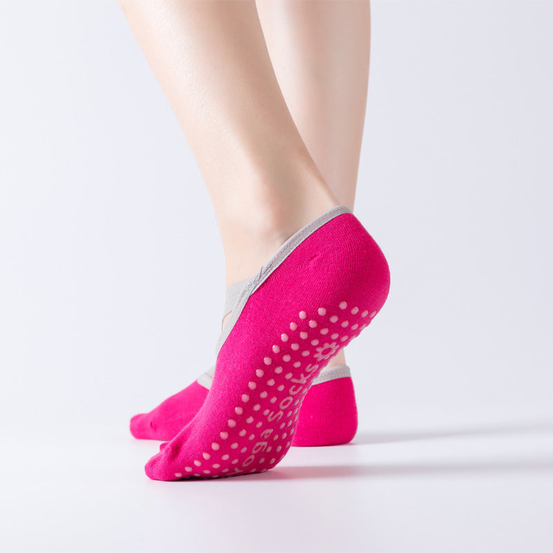Fashionable Cross-Tie Yoga Socks for Indoor Use