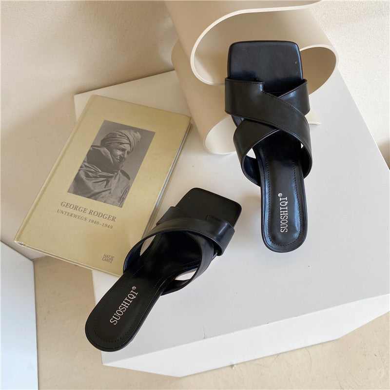 Women's Stiletto Toe Cross Beach Loafer Sandals