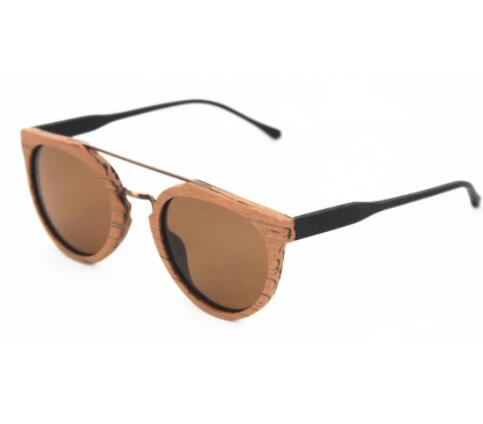 Wood Grain Polarized Sunglasses with Double Bridge