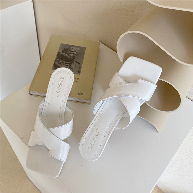 Women's Stiletto Toe Cross Beach Loafer Sandals