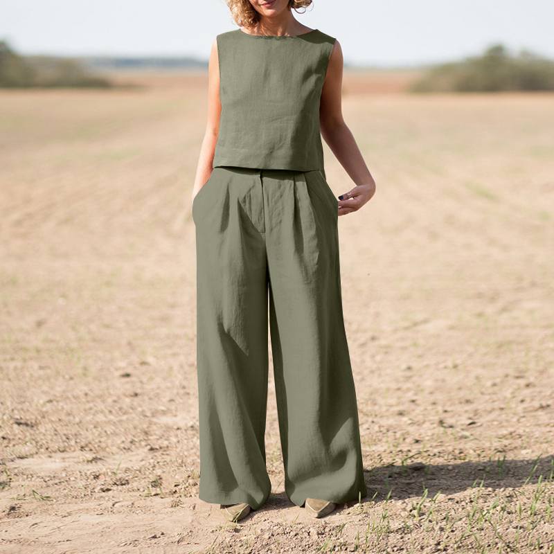 2023 Vintage Cotton-Linen Plus Size Women's Set