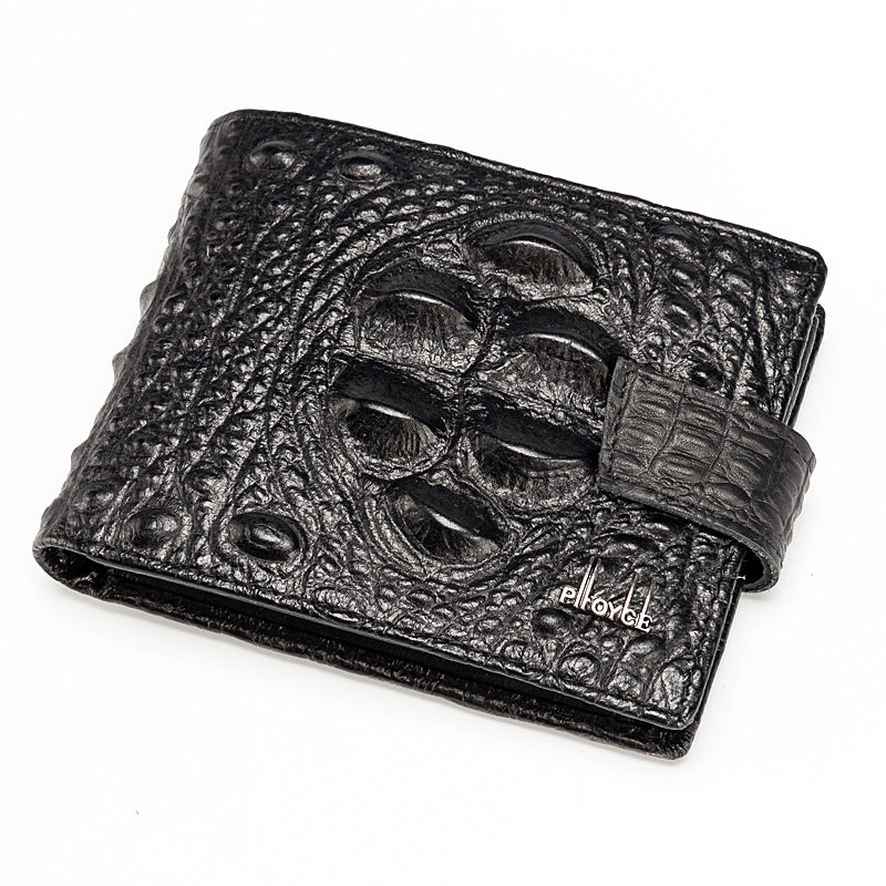 Men's Genuine Leather Short Wallet with Crocodile Texture