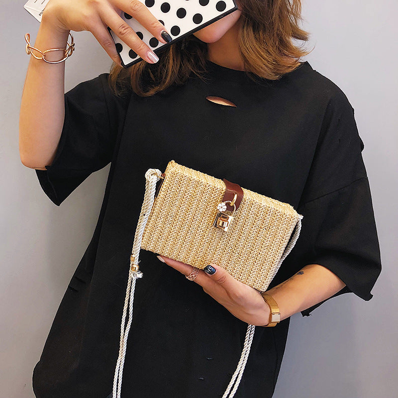 Woven Shoulder Crossbody Small Box Bag in Korean Style