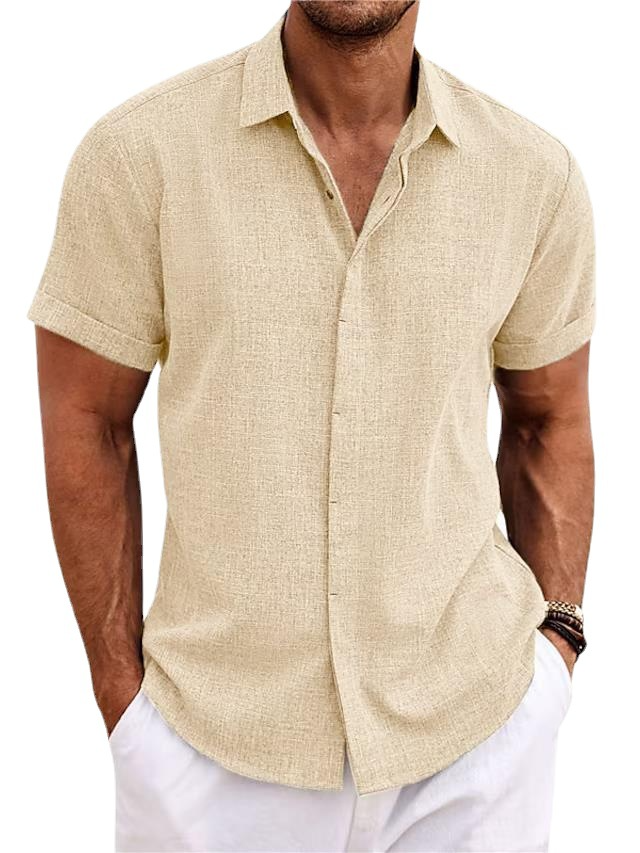 V-Neck Cotton Linen Shirt