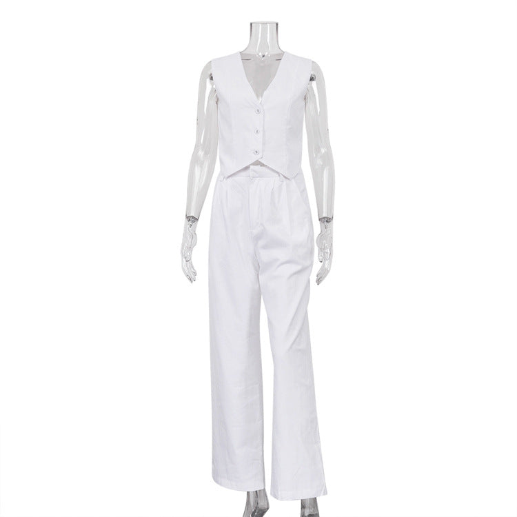 2023 Women's Summer Cotton-Linen Sleeveless Outfit Set