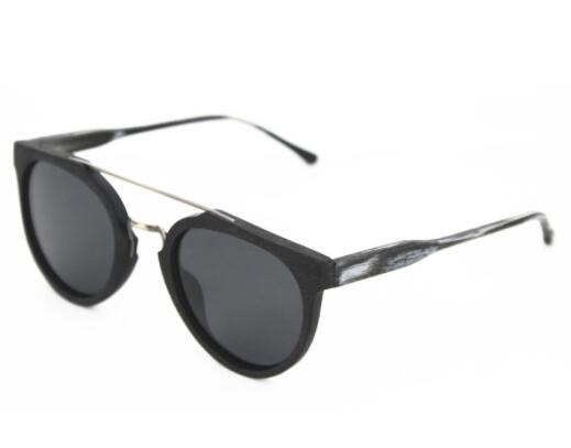 Wood Grain Polarized Sunglasses with Double Bridge