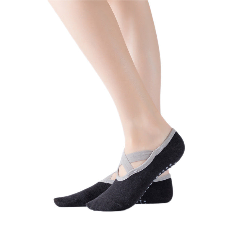 Fashionable Cross-Tie Yoga Socks for Indoor Use