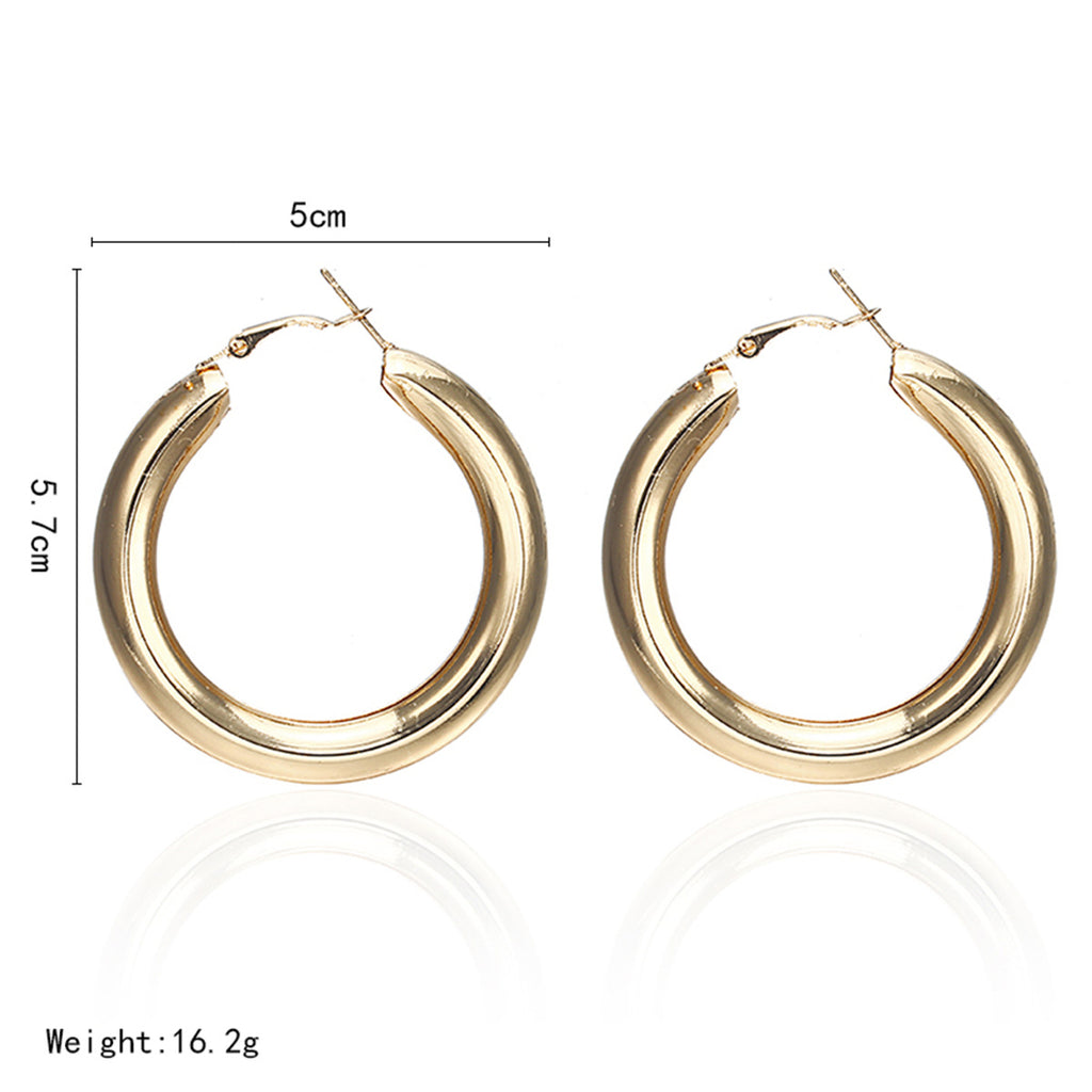 Round Alloy Earrings - Minimalist Design