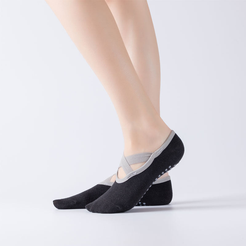 Fashionable Cross-Tie Yoga Socks for Indoor Use