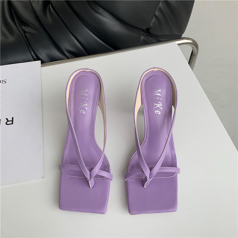 Women's Square Toe Stiletto Flip-Flops Sandals