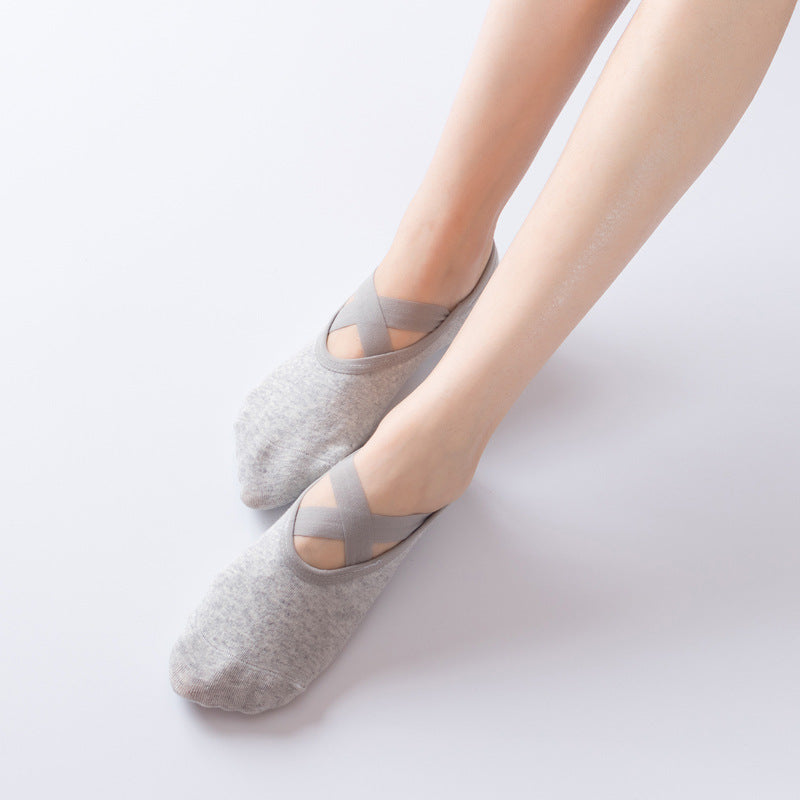 Fashionable Cross-Tie Yoga Socks for Indoor Use