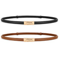 SUOSDEY 2 Pack Womens Leather Skinny Belts for Dress Adjustable Vintage Thin Waist Belt for Ladies0.6" Width