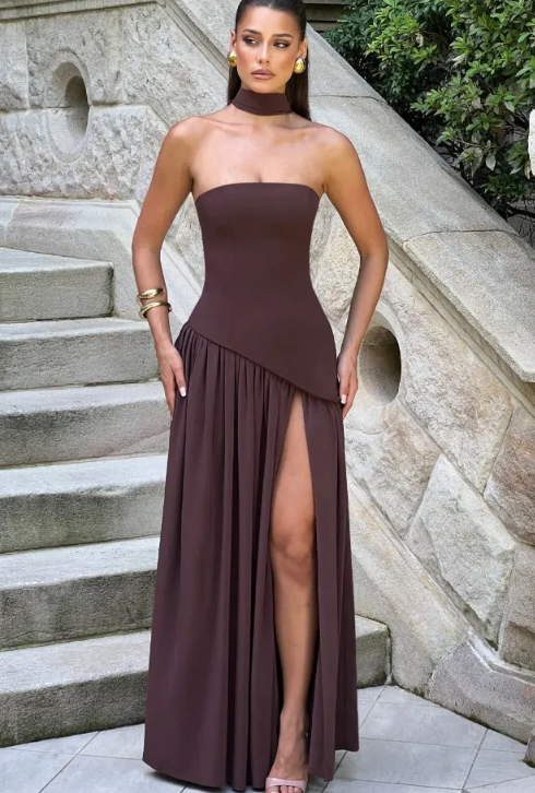 Irregular Tube Top Maxi Dress