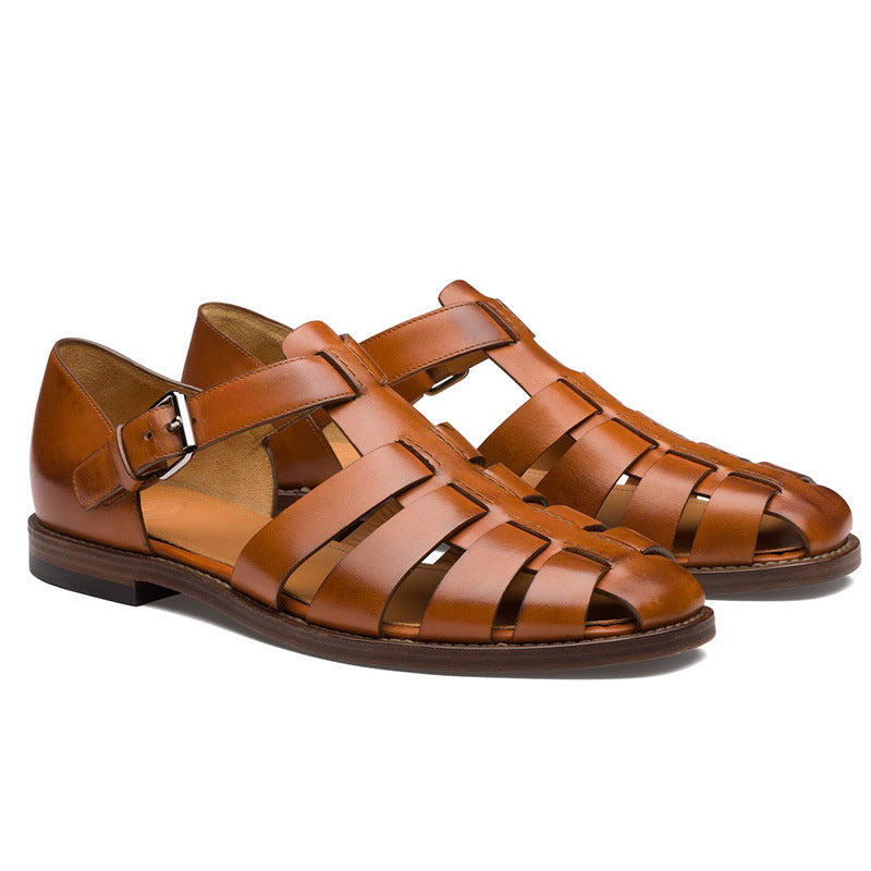 Colorblock Men's Sandal with Stitched Faux Leather