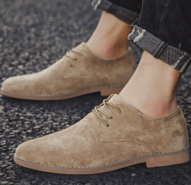Vintage Brown PU Suede Lace-Up Cowboy Boots for Men